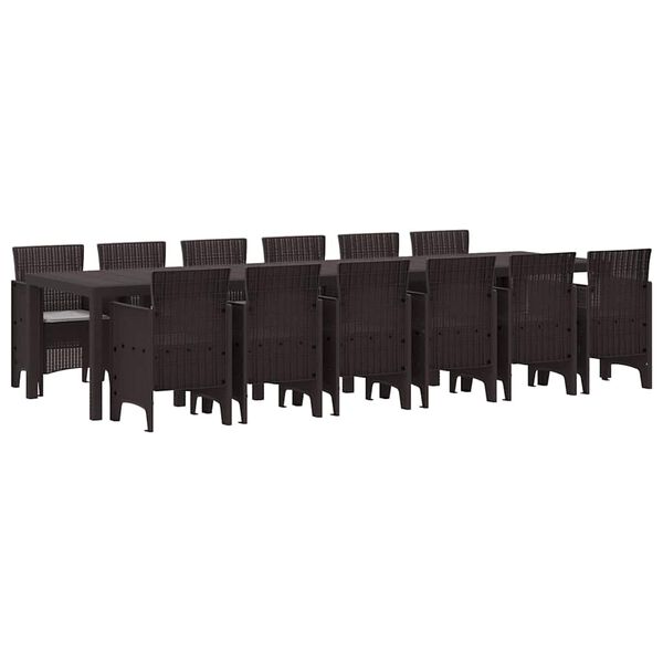vidaXL Σέτ φαγητού για κήπο 13 pcs Καφέ Rattan Polt