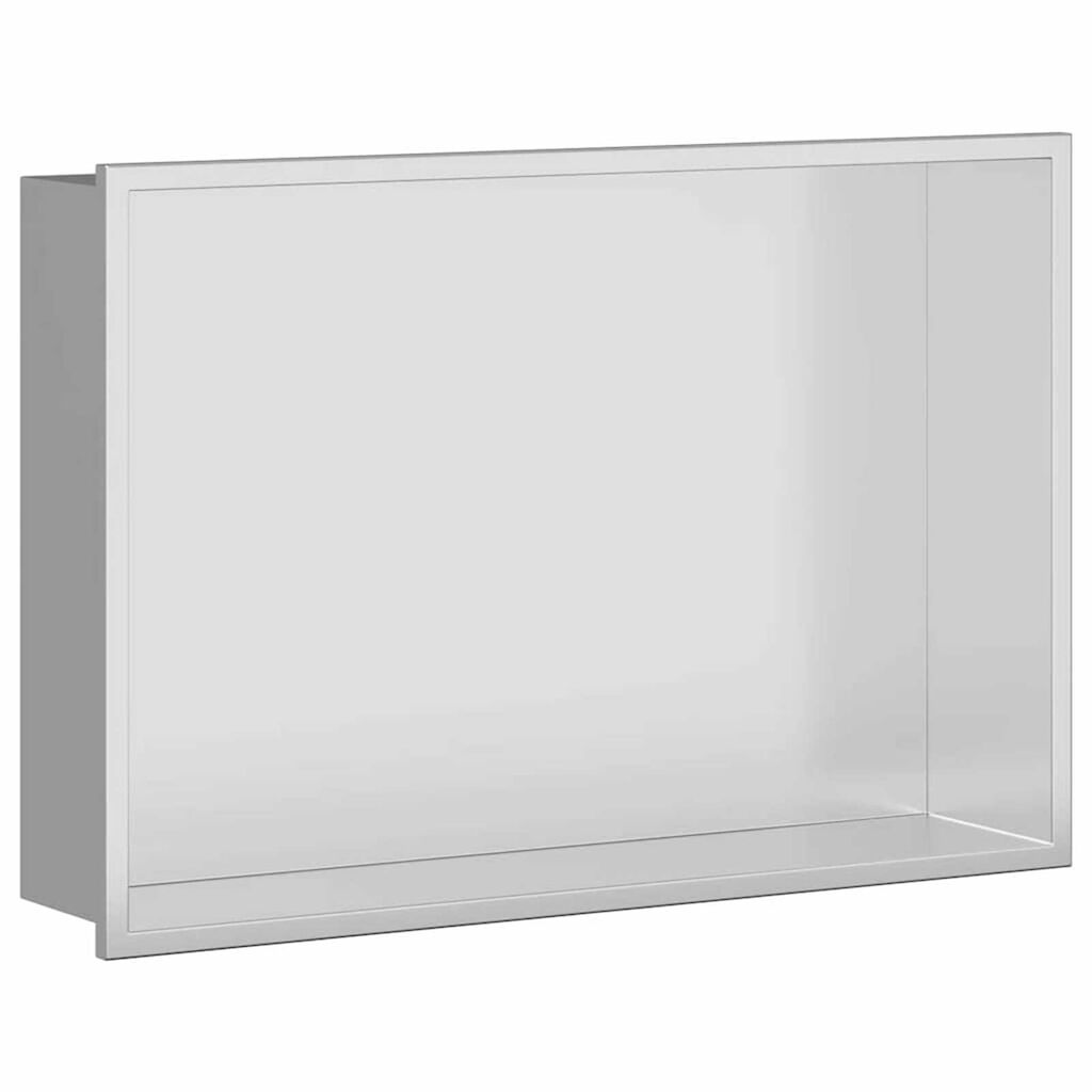 vidaXL Νίτσα Μπάνιου Ασημί 45 x 30 x 9.5 εκ. Ανοξείδωτο ατσάλι