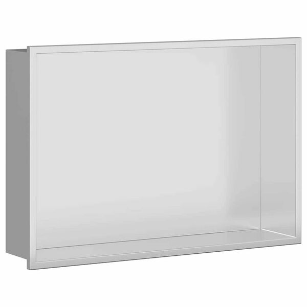 vidaXL Νίτσα Μπάνιου Ασημί 45 x 30 x 9.5 εκ. Ανοξείδωτο ατσάλι