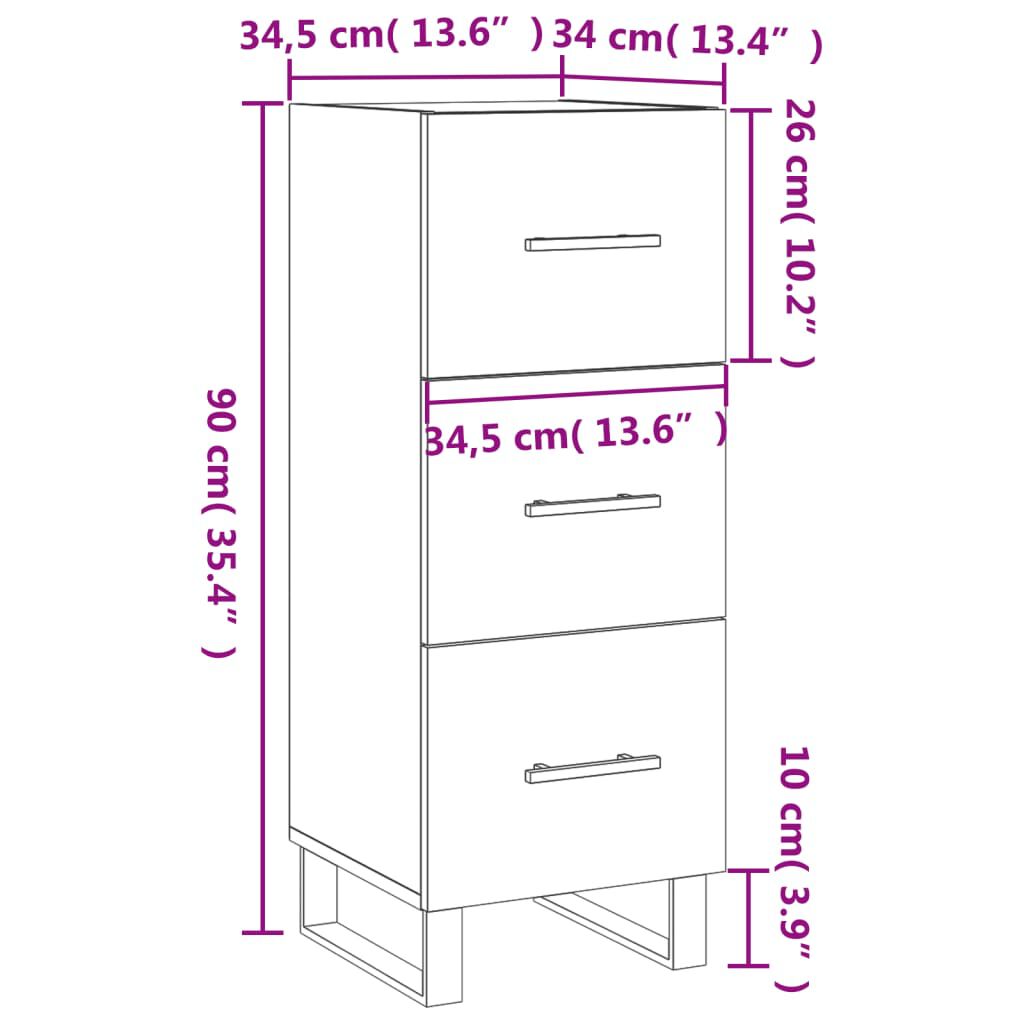 vidaXL Ντουλάπι Καφέ Δρυς 34,5 x 34 x 90 εκ. Επεξεργασμένο Ξύλο