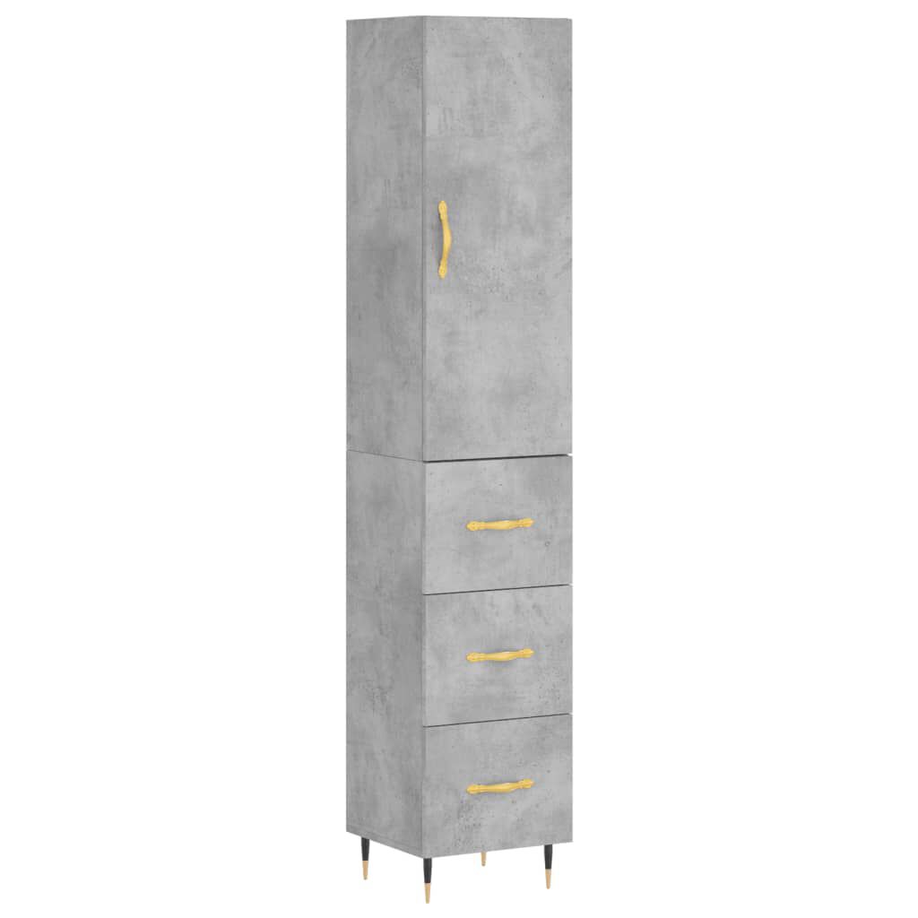 vidaXL Ντουλάπι Γκρι Σκυροδέματος 34,5x34x180 εκ. Επεξεργασμένο Ξύλο