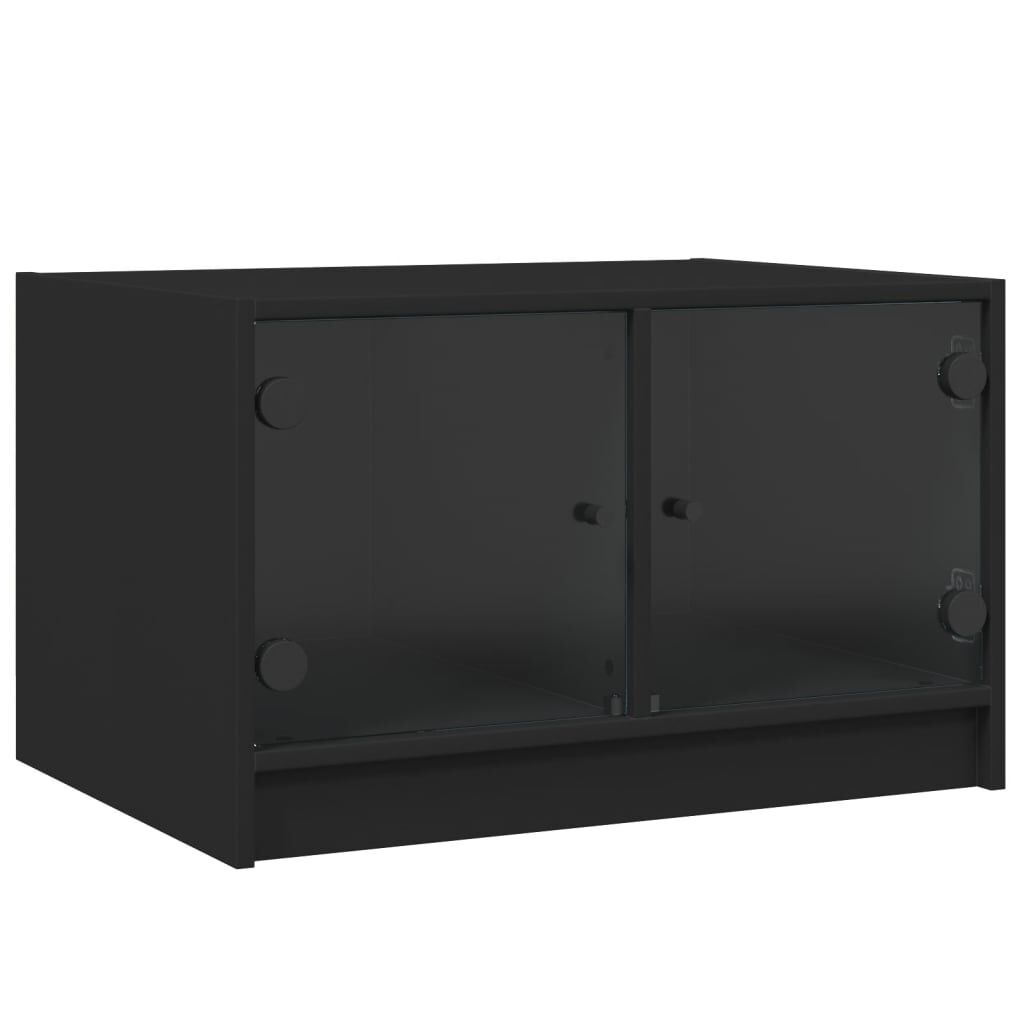 vidaXL Τραπεζάκι Σαλονιού Μαύρο 68x50x42 εκ. με Γυάλινες Πόρτες
