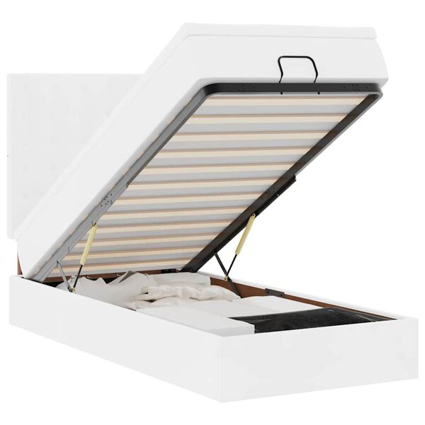 vidaXL Οθωμανικό κρεβάτι με στρώμα Λευκό 80x200cm Faux Leather