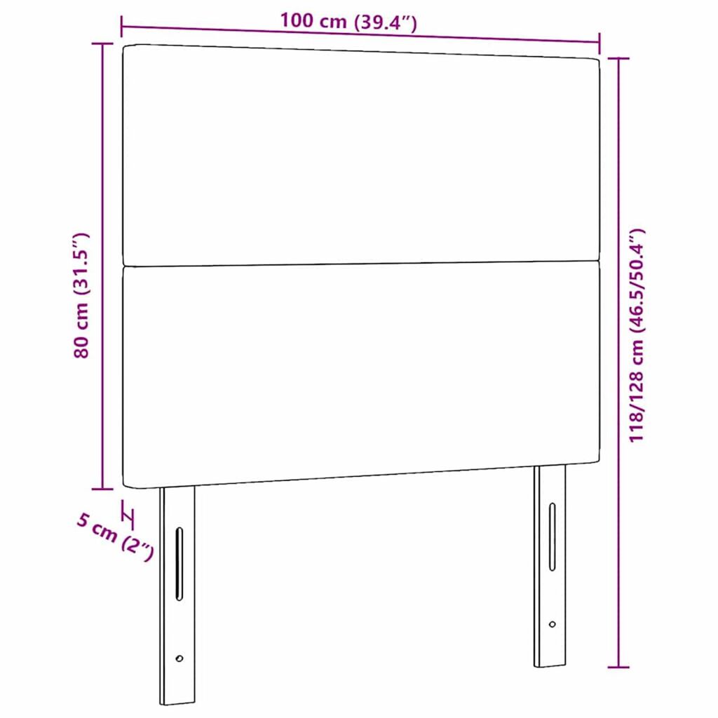 vidaXL LED κεφαλάρι με φώτα λωρίδας LED Σκούρο γκρι 100 cm ύφασμα
