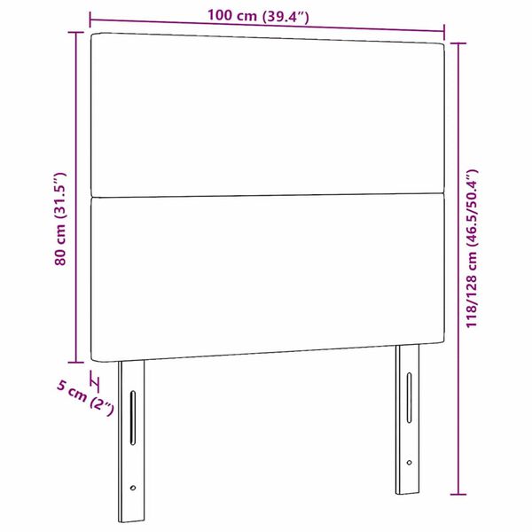 vidaXL LED κεφαλάρι με φώτα λωρίδας LED Σκούρο γκρι 100 cm ύφασμα