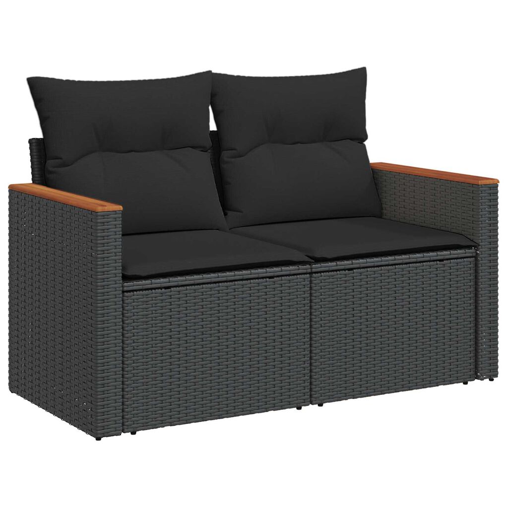vidaXL Σετ Καναπέ Κήπου με μαξιλάρι 8 pcs Μαύρο Πολυ ράταν
