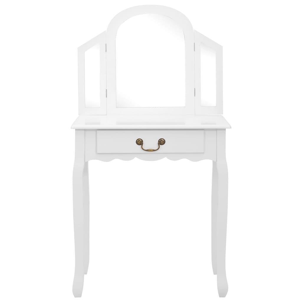 vidaXL Μπουντουάρ με Σκαμπό Λευκό 65x36x128 εκ. Ξύλο Παυλώνιας / MDF