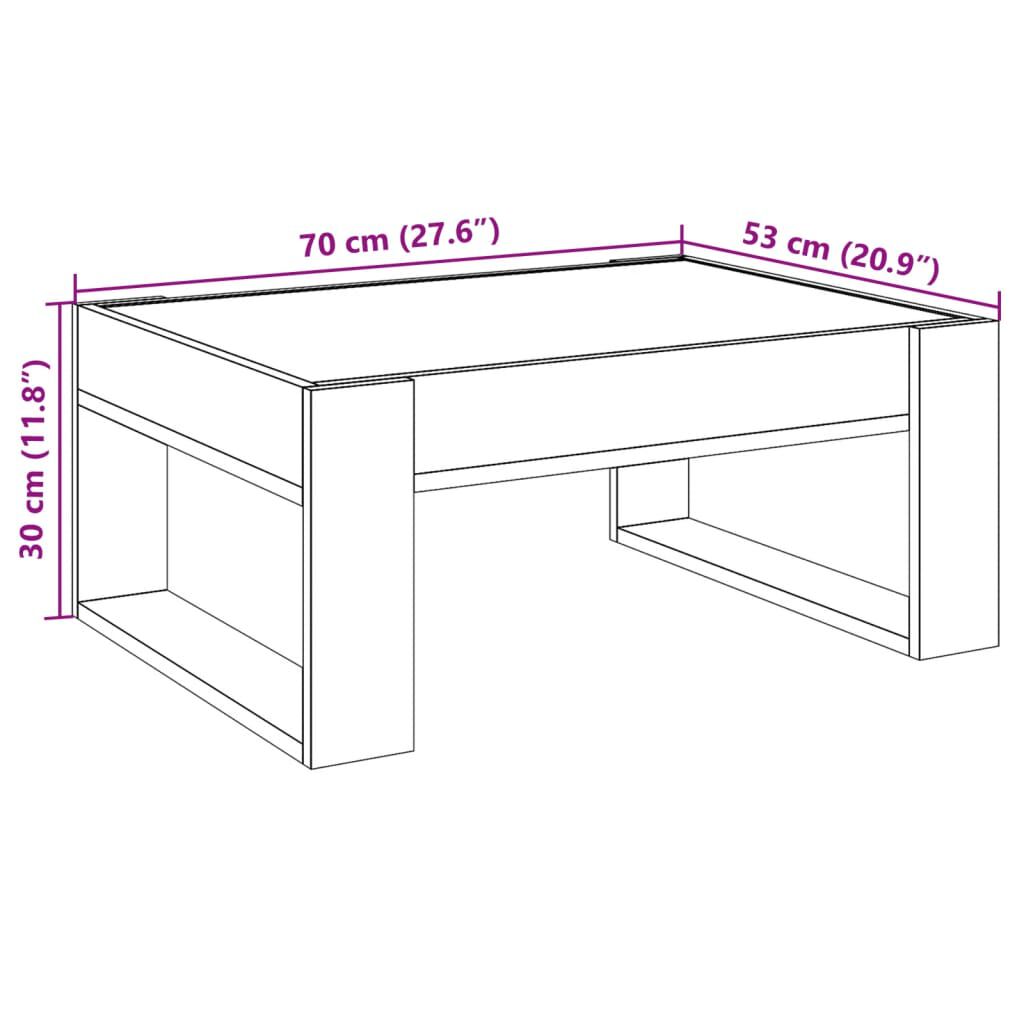 vidaXL Τραπεζάκι Σαλονιού Άπειρο Φως LED Sonoma Δρυς 70x53x30 εκ.