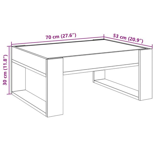 vidaXL Τραπεζάκι Σαλονιού Άπειρο Φως LED Sonoma Δρυς 70x53x30 εκ.