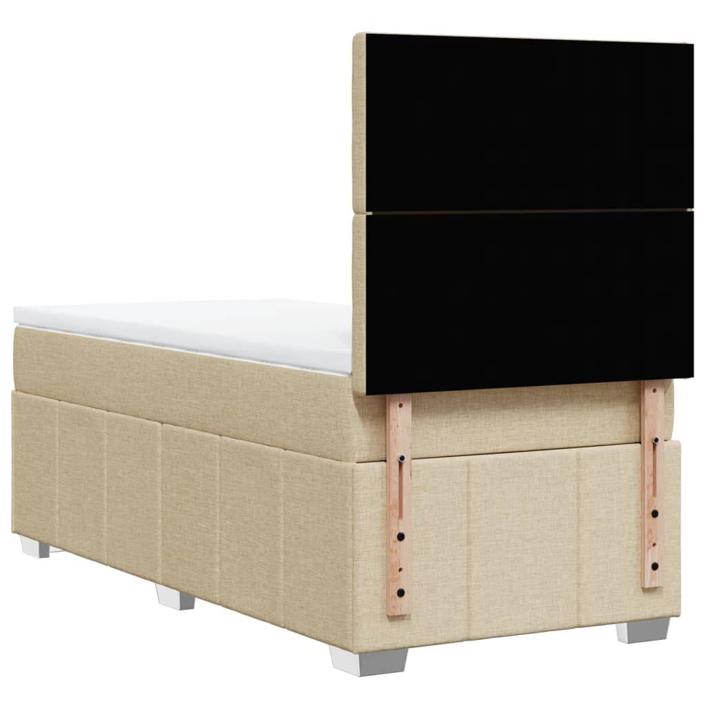 vidaXL Κρεβάτι Boxspring με Στρώμα Κρεμ 90x190 εκ.Υφασμάτινο