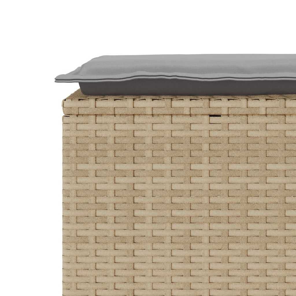 vidaXL Πάγκος κήπου με μαξιλάρι Μπεζ 110x40x44 cm Πολυ μπαστούνι
