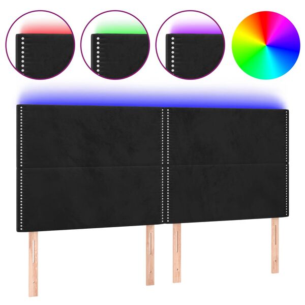 vidaXL Κεφαλάρι Κρεβατιού LED Μαύρο 180x5x118/128 εκ. Βελούδινο