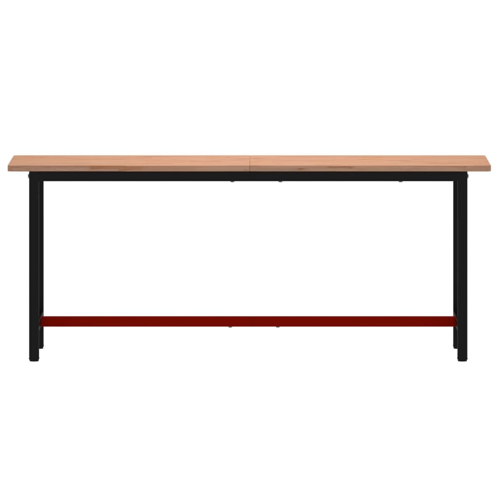 vidaXL Πάγκος Εργασίας 200x55x81,5εκ. από Μασίφ Ξύλο Οξιάς και Μέταλλο