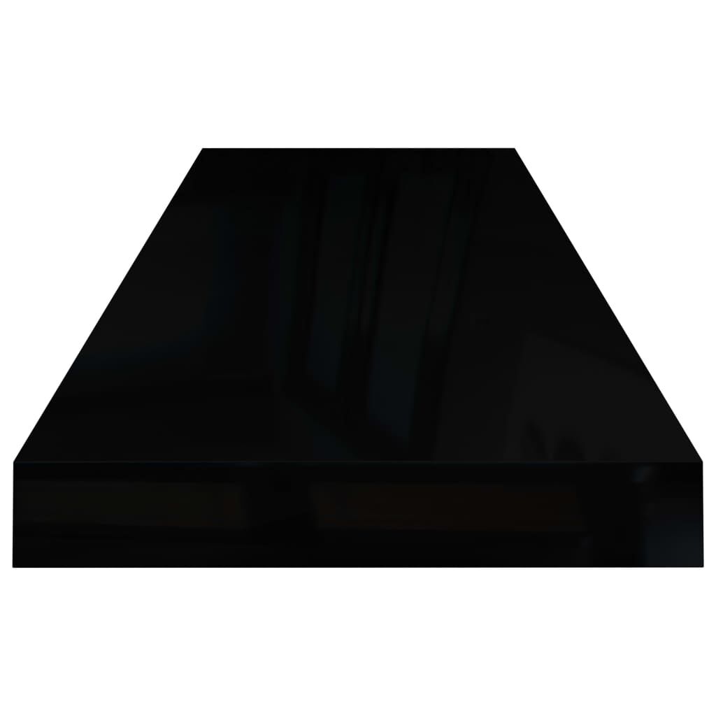 vidaXL Ράφια Τοίχου Γυαλιστερά Μαύρα 2 Τεμάχια 80x23,5x3,8 εκ. MDF