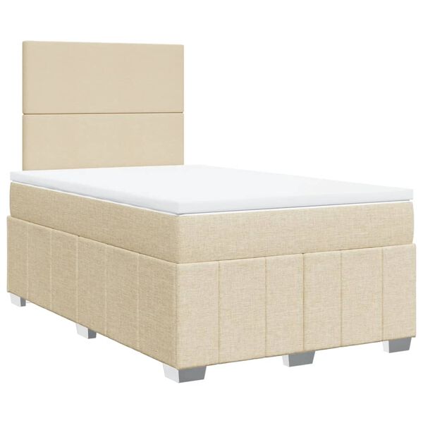 vidaXL Κρεβάτι Boxspring με Στρώμα Κρεμ 120x200 εκ. Υφασμάτινο