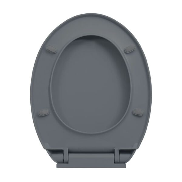 vidaXL Κάλυμμα Λεκάνης με Soft Close &amp; Quick Release Οβάλ Γκρι