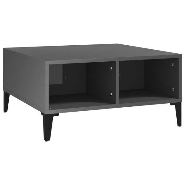 vidaXL Τραπεζάκι Σαλονιού Γυαλιστερό Γκρι 60 x 60 x 30 εκ. Επεξ. Ξύλο