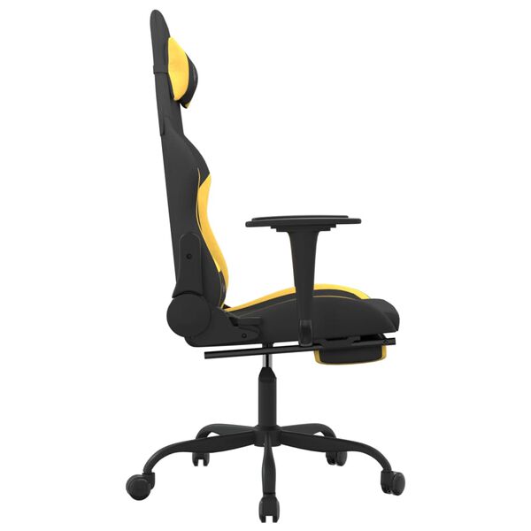 vidaXL Καρέκλα Gaming Μαύρη/Κίτρινο Ύφασμα με Υποπόδιο