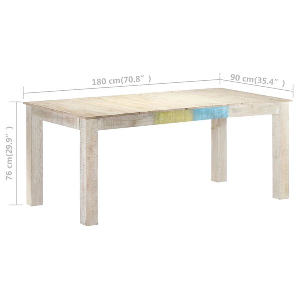 vidaXL Τραπεζαρία Λευκή 180 x 90 x 76 εκ. από Μασίφ Ξύλο Μάνγκο