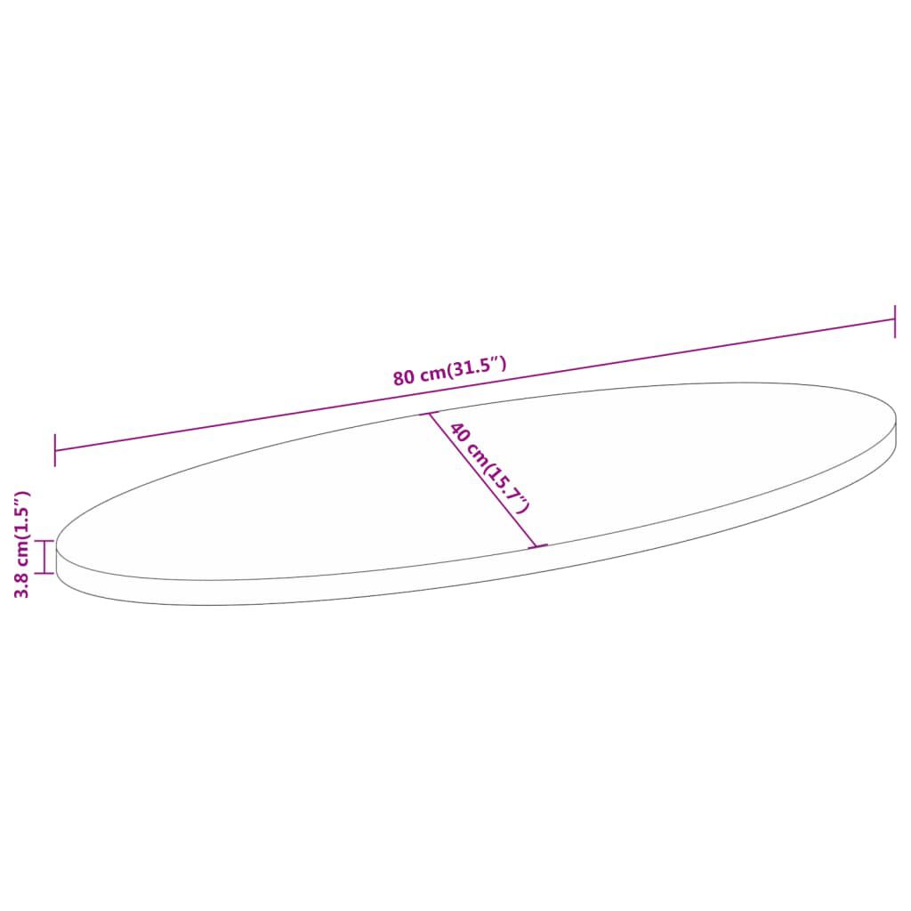 vidaXL Επιφάνεια Τραπεζιού Οβάλ 80x40x3,8 εκ. Μασίφ Ξύλο Μάνγκο
