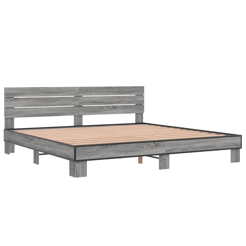 vidaXL Πλαίσιο Κρεβατιού Γκρι Sonoma 200x200 εκ. Επεξ. Ξύλο & Μέταλλο