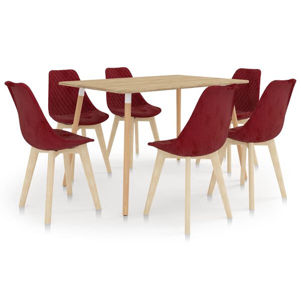 vidaXL Σετ Τραπεζαρίας 7 Τεμαχίων Μπορντό