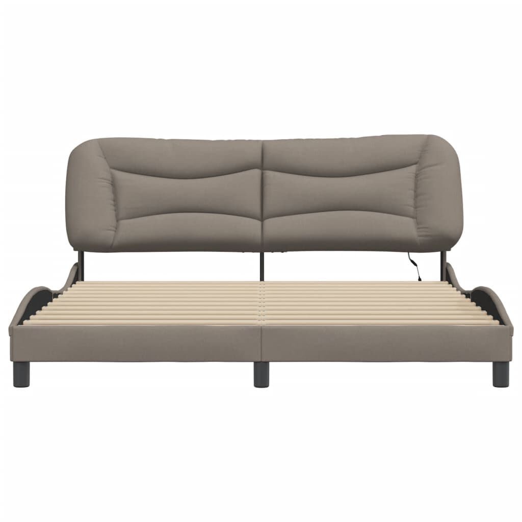 vidaXL Πλαίσιο κρεβατιού με LED χωρίς στρώμα Taupe 180x200 cm Ύφασμα