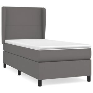 vidaXL Κρεβάτι Boxspring με Στρώμα Γκρι 100x200εκ. από Συνθετικό Δέρμα