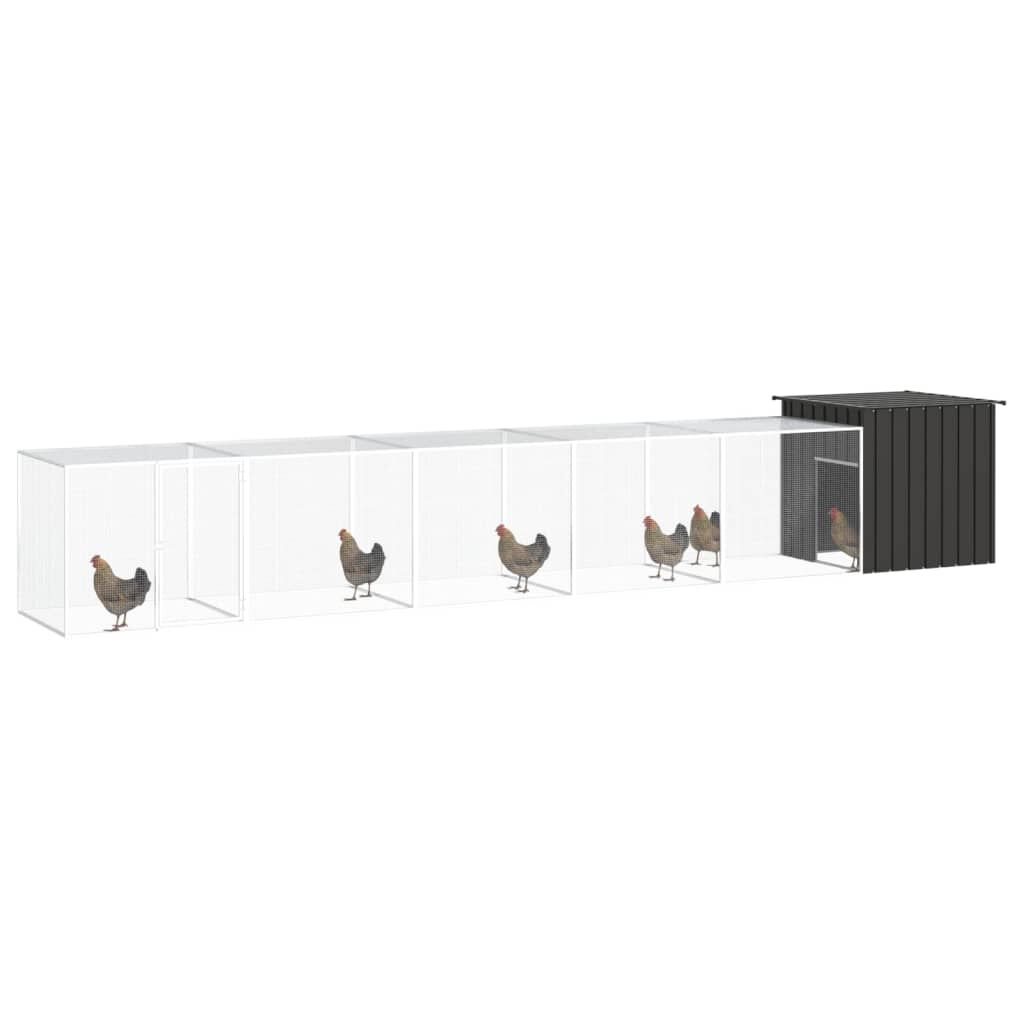 vidaXL Κοτέτσι - Κλουβί Ανθρακί 600x91x100 εκ. από Γαλβανισμένο Χάλυβα