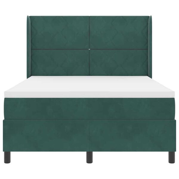 vidaXL Κρεβάτι Box Spring LED με Στρώμα Πράσινο 140 x 190 cm Βελούδο