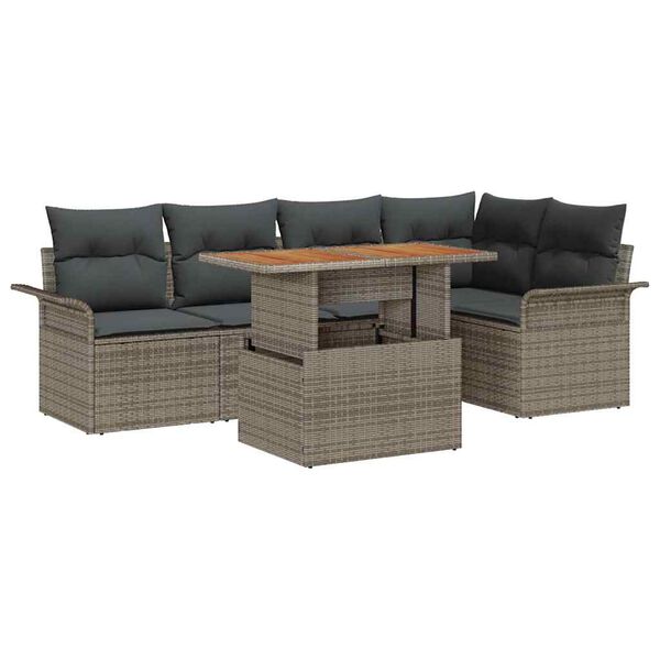 vidaXL Σετ Καναπέ Κήπου με μαξιλάρι 6 pcs Γκρι