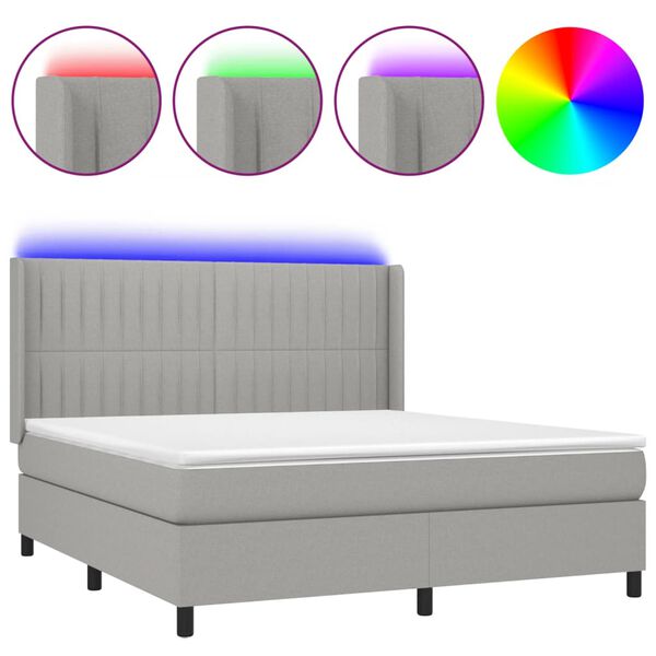 vidaXL &Kappa;&rho;&epsilon;&beta;ά&tau;&iota; Boxspring &mu;&epsilon; &Sigma;&tau;&rho;ώ&mu;&alpha; & LED &Alpha;&nu;.&Gamma;&kappa;&rho;&iota; 180x200&epsilon;&kappa;. &Upsilon;&phi;&alpha;&sigma;&mu;ά&tau;&iota;&nu;&omicron;