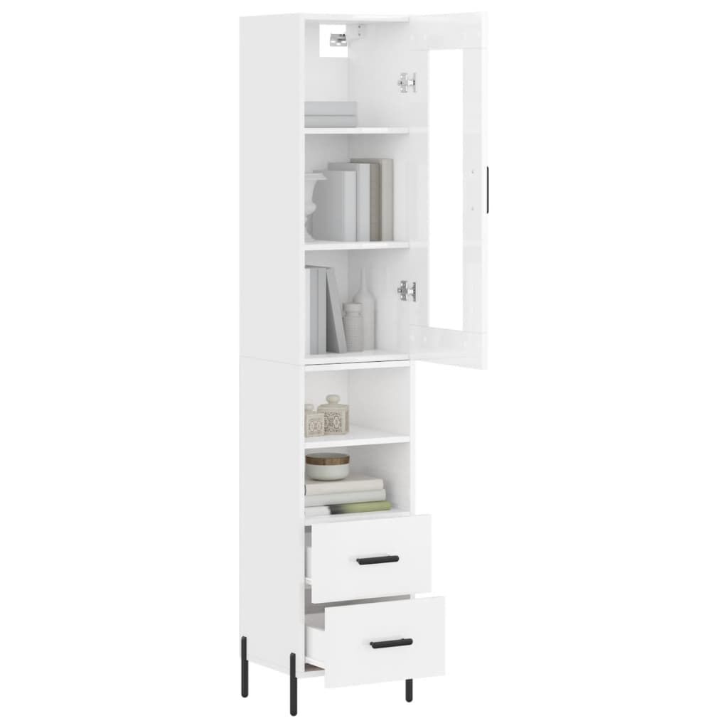 vidaXL Ντουλάπι Γυαλ. Λευκό 34,5 x 34 x 180 εκ. από Επεξεργασμένο Ξύλο