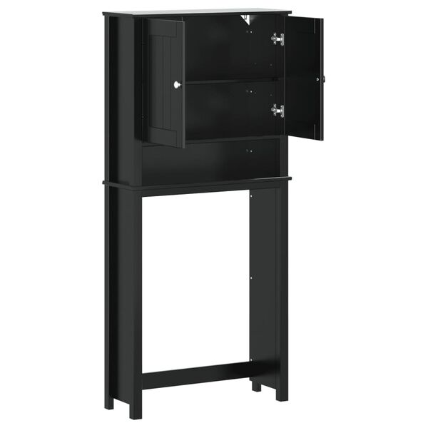 vidaXL Ντουλάπι Πλυντηρίου BERG Μαύρο 76x27x164,5 εκ. από Μασίφ Ξύλο
