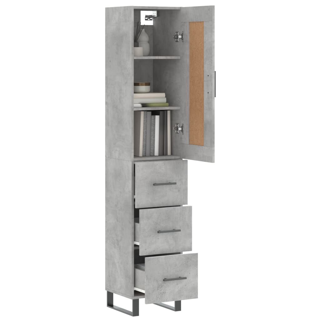 vidaXL Ντουλάπι Γκρι Σκυροδέματος 34,5x34x180 εκ. Επεξεργασμένο Ξύλο