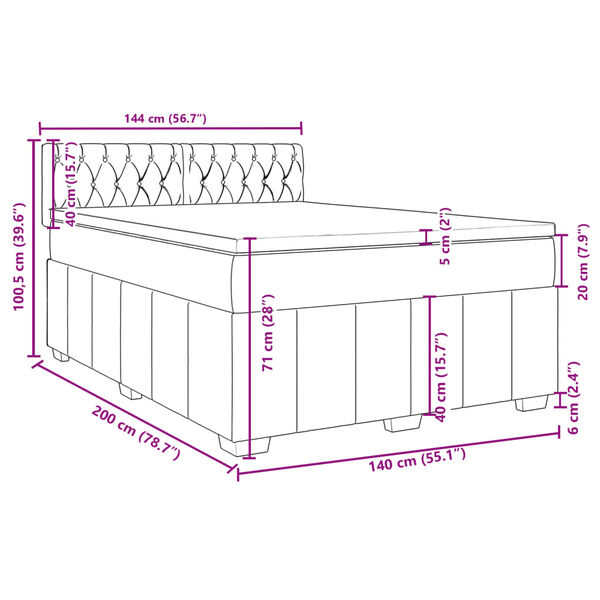vidaXL Κρεβάτι Boxspring με Στρώμα Taupe 140x200 εκ. Υφασμάτινο