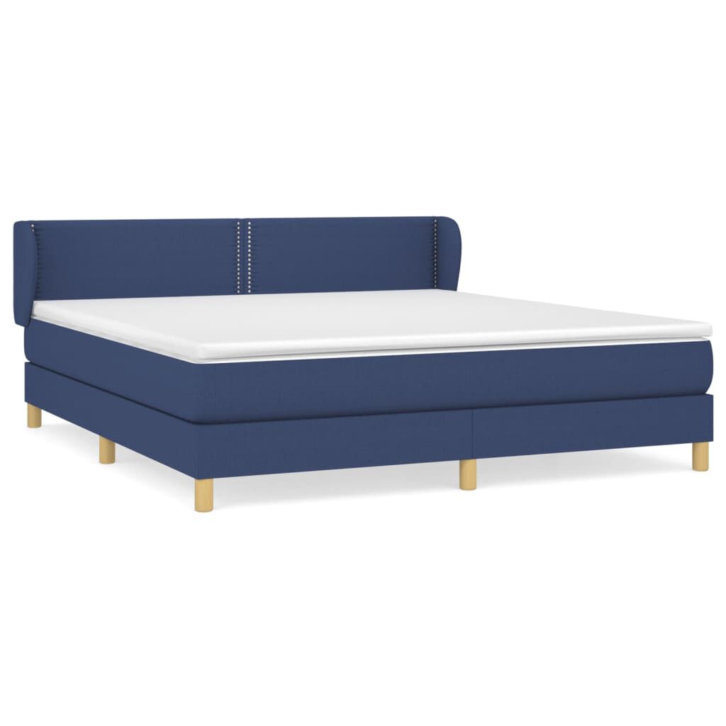 vidaXL Κρεβάτι Boxspring με Στρώμα Μπλε 180x200 εκ. Υφασμάτινο