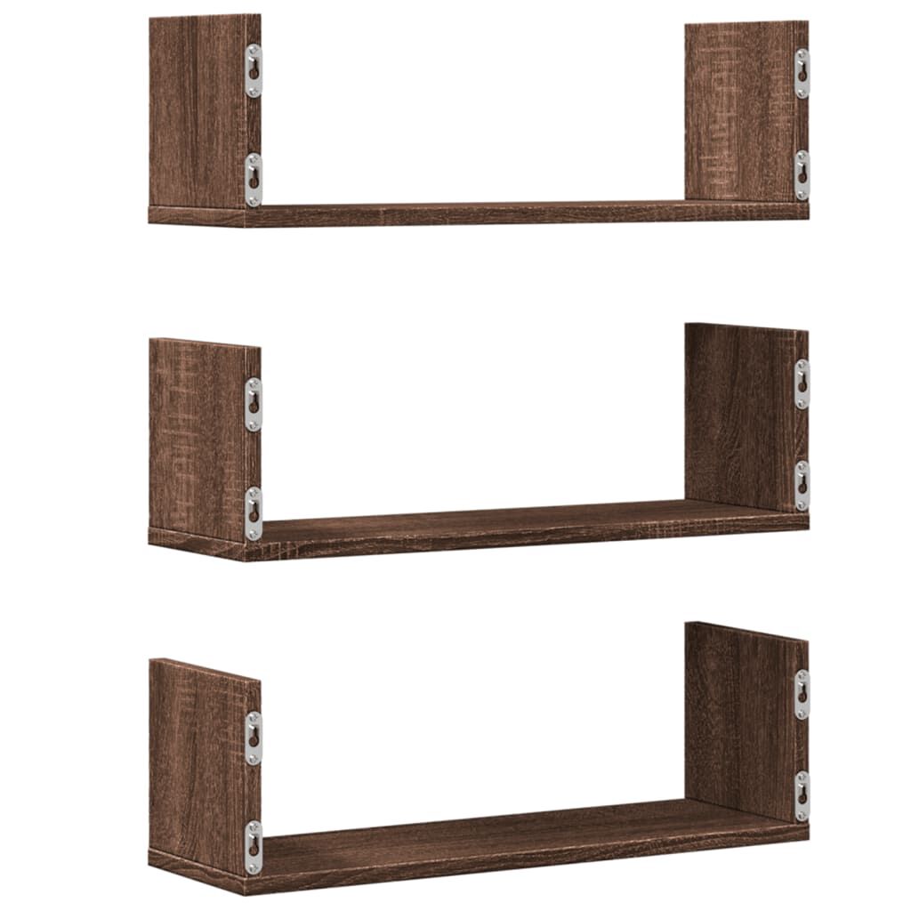 vidaXL Ραφιέρες Τοίχου 3 τεμ. Καφέ Δρυς 58x18x18εκ. Επεξεργασμένο Ξύλο