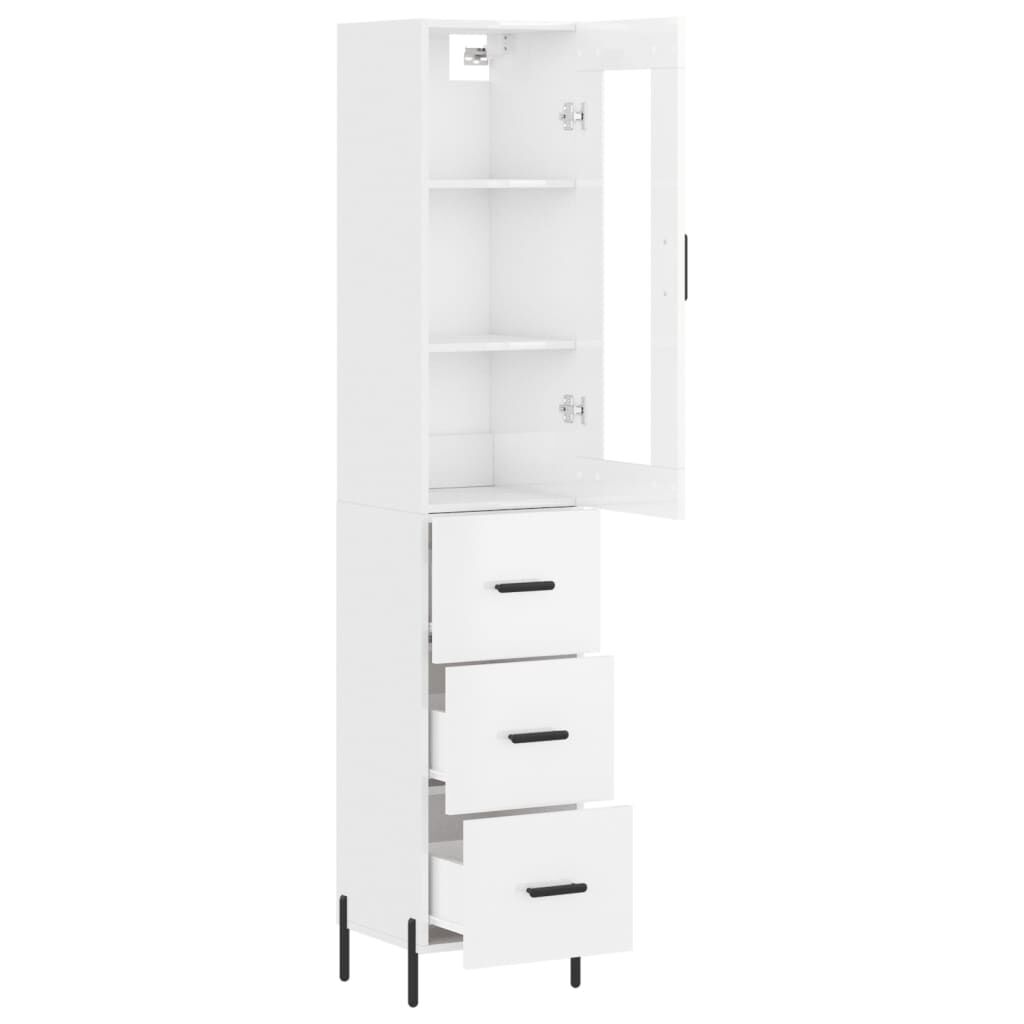 vidaXL Ντουλάπι Γυαλ. Λευκό 34,5 x 34 x 180 εκ. από Επεξεργασμένο Ξύλο