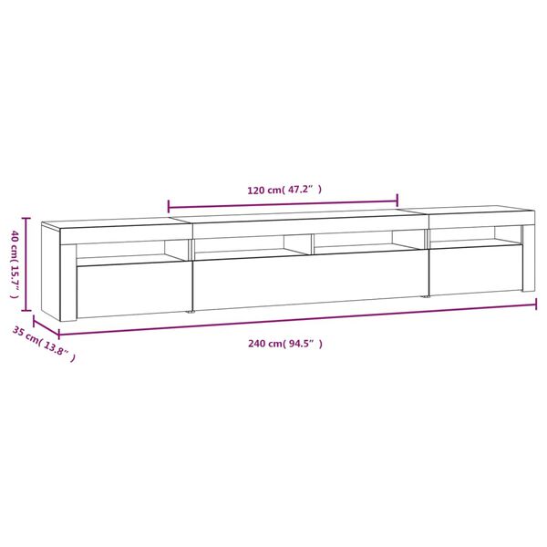 vidaXL Έπιπλο Τηλεόρασης με LED Λευκό 240x35x40 εκ.