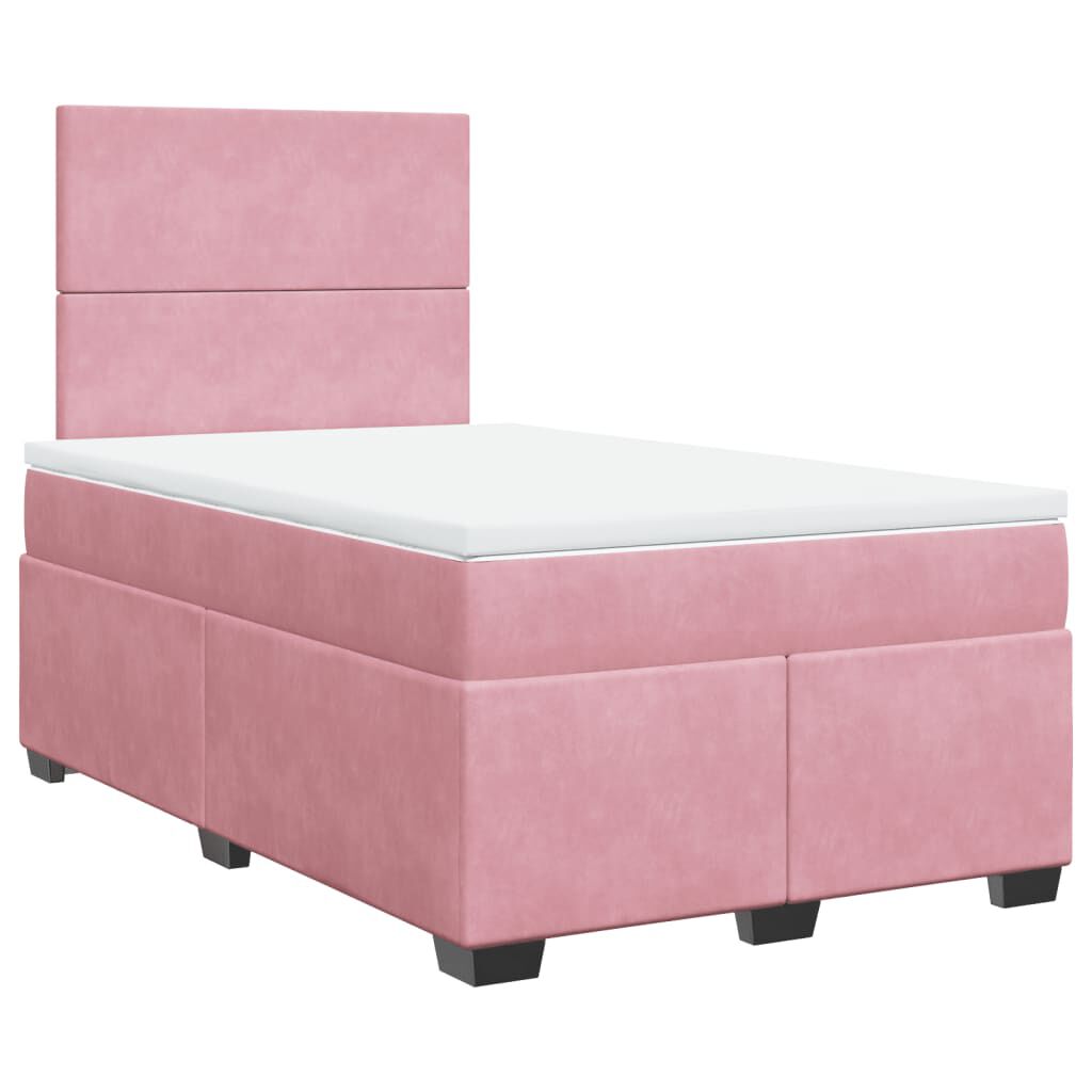 vidaXL Κρεβάτι Boxspring με Στρώμα Ροζ 120x200 εκ. Βελούδινο
