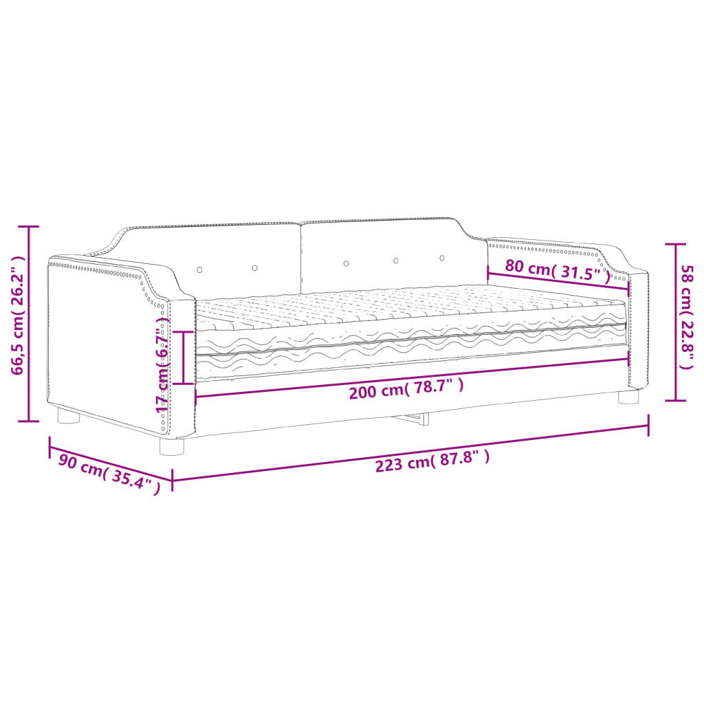 vidaXL Καναπές Κρεβάτι με Στρώμα Taupe 80 x 200 εκ. Υφασμάτινο