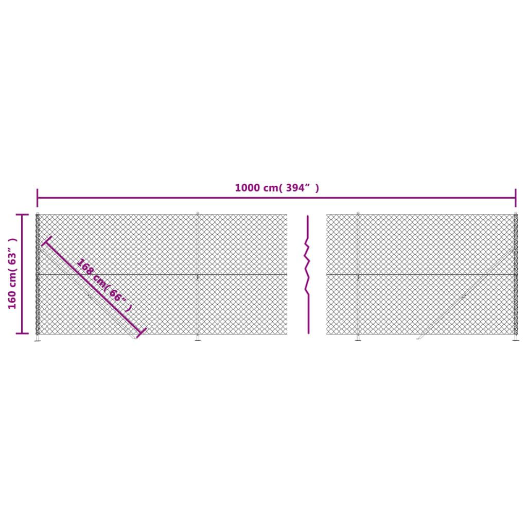 vidaXL Συρματόπλεγμα Περίφραξης Ασημί 1,6 x 10 μ. με Βάσεις Φλάντζα