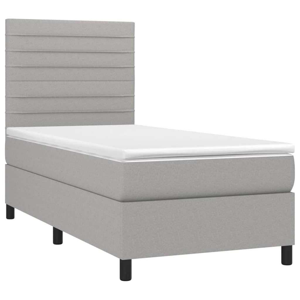 vidaXL Κρεβάτι Boxspring με Στρώμα Ανοιχτό Γκρι 80x200 εκ. Υφασμάτινο