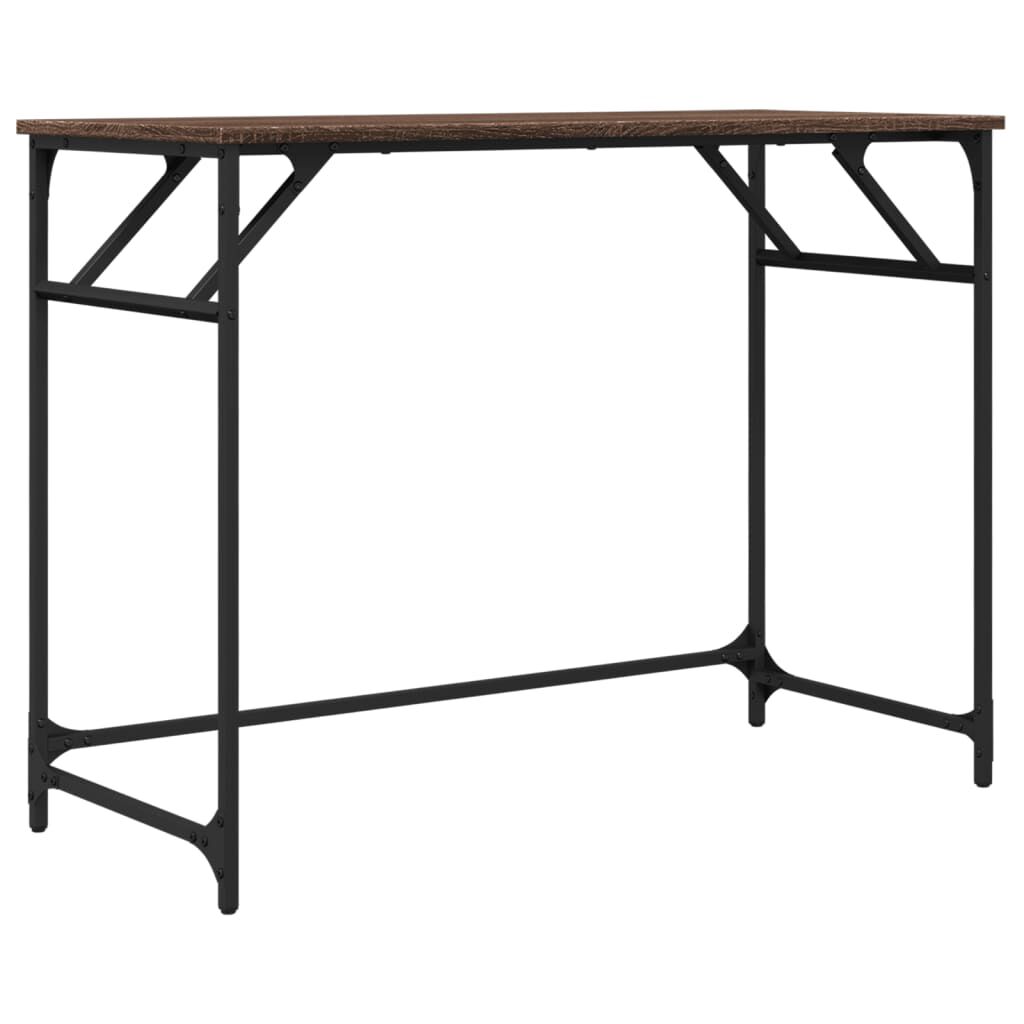 vidaXL Γραφείο Καφέ Δρυς 100x45x76 εκ Επ. Ξύλο/Ατσάλι Ηλ. Βαφή Πούδρας