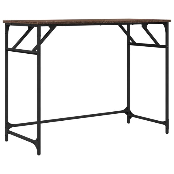 vidaXL Γραφείο Καφέ Δρυς 100x45x76 εκ Επ. Ξύλο/Ατσάλι Ηλ. Βαφή Πούδρας