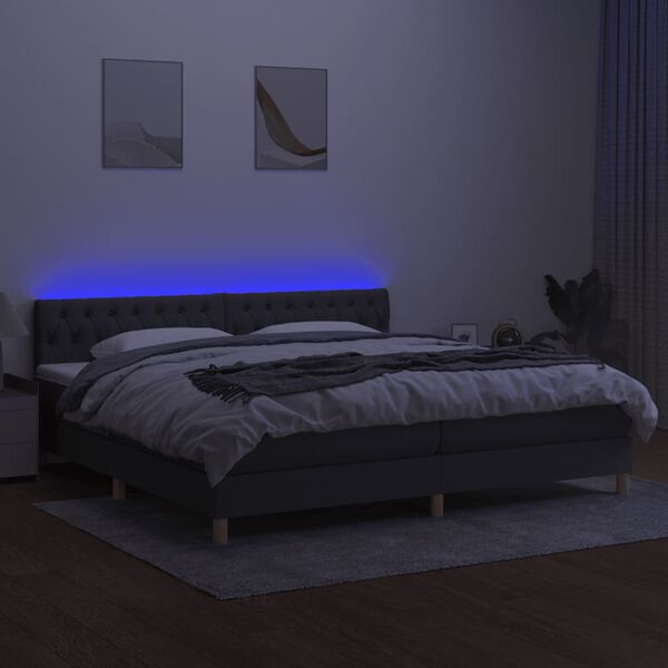 vidaXL &Kappa;&rho;&epsilon;&beta;ά&tau;&iota; Boxspring &mu;&epsilon; &Sigma;&tau;&rho;ώ&mu;&alpha; & LED &Sigma;&kappa;.&Gamma;&kappa;&rho;&iota; 200x200&epsilon;&kappa;. &Upsilon;&phi;&alpha;&sigma;&mu;ά&tau;&iota;&nu;&omicron;