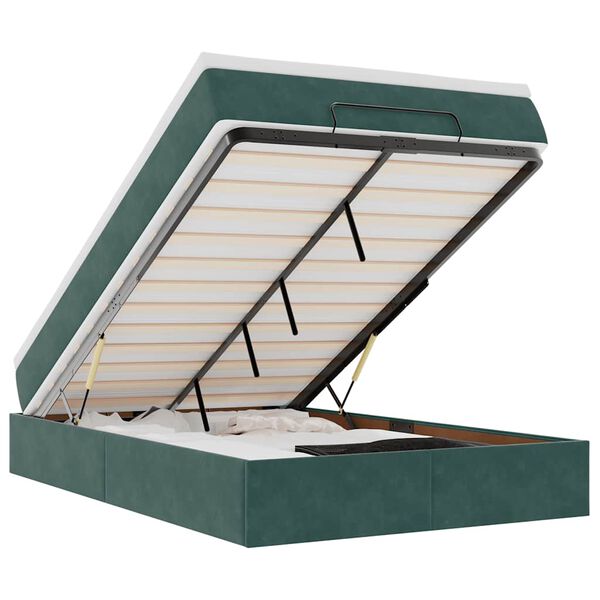 vidaXL Οθωμανικό κρεβάτι με στρώμα σκούρο πράσινο 120x190 cm Velvet