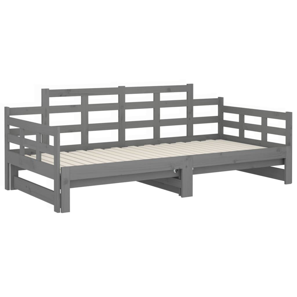 vidaXL Καναπές Κρεβάτι Συρόμενος Γκρι 2x(90x200) εκ. από Μασίφ Πεύκο