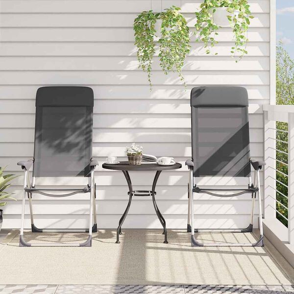 vidaXL Καρέκλες Camping Πτυσσόμενες 2 τεμ. Γκρι από Αλουμίνιο